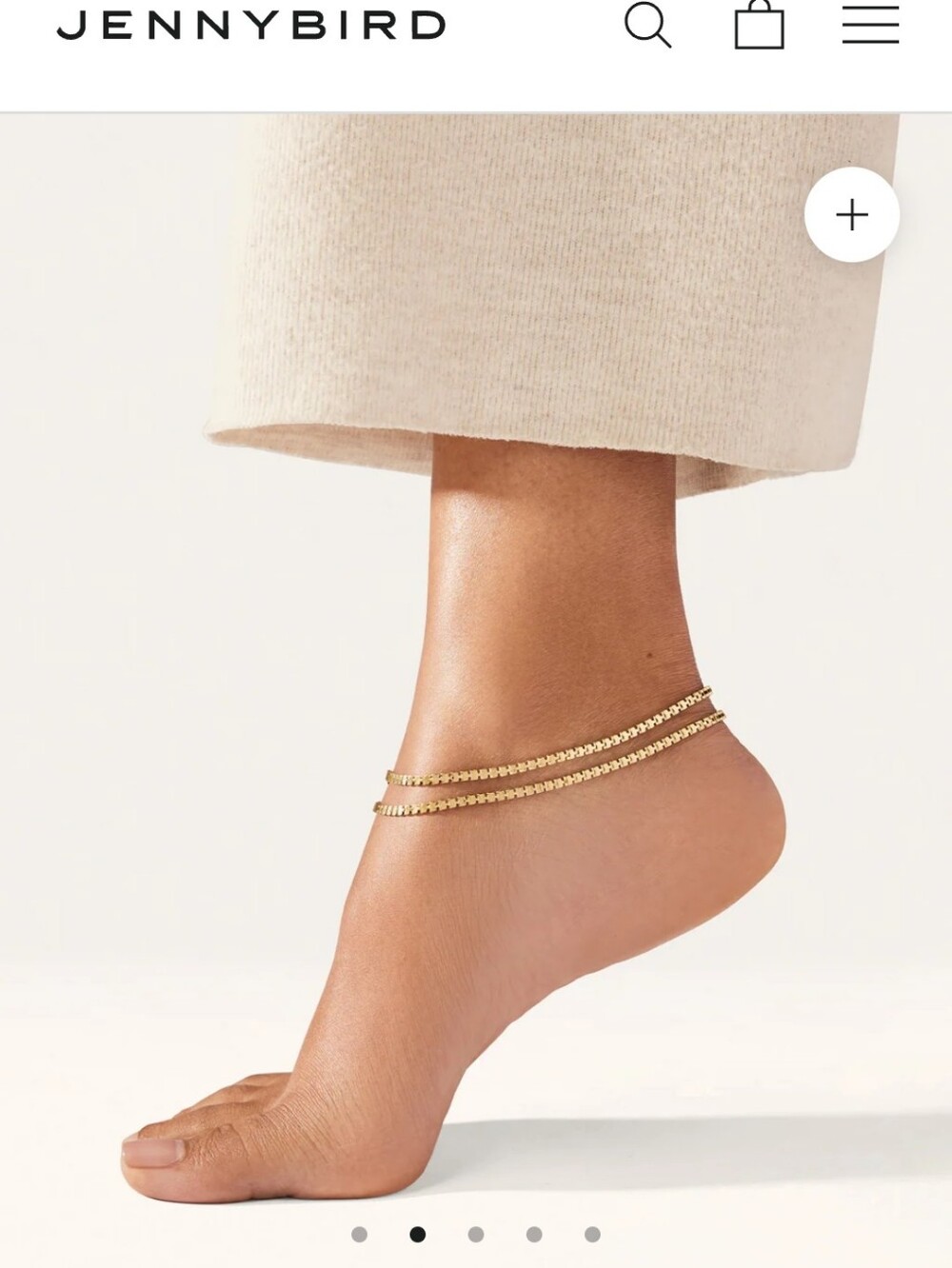 New Jenny Bird Double Amalfi Anklet 9" 14k Gold Plated Stainless Steel